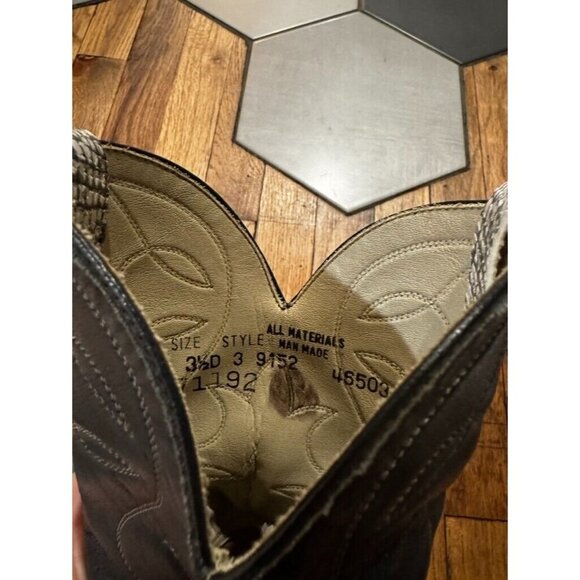 Vintage Black & White Faux Leather snakeskin cowboy cowgirl boots metal toe 3.5Y - Picture 7 of 9